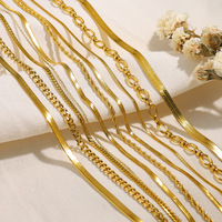 Collier empilé tendance en acier inoxydable plaqué or 18 carats avec chaînes à maillons géométriques et chaînes torsadées pour femme