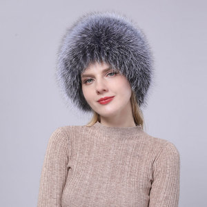 <span class=keywords><strong>Bonnet</strong></span> d'hiver en fourrure de renard pour femmes cousu à la main chapeau d'hiver confortable extensible pour le voyage caractéristique commune du tissu - Product Image 1