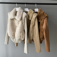 Jxwatcher Manteaux en fourrure d'hiver épais et chauds en gros, vestes en fourrure de luxe à manches amovibles, manteaux en fourrure de lapin Rex véritable pour femmes