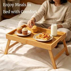 <b>Bamboo</b> Folding <b>Table</b> 45.8x30x19cm Foldable Natural Color For Home Office Bedroom Use - Product Image 2