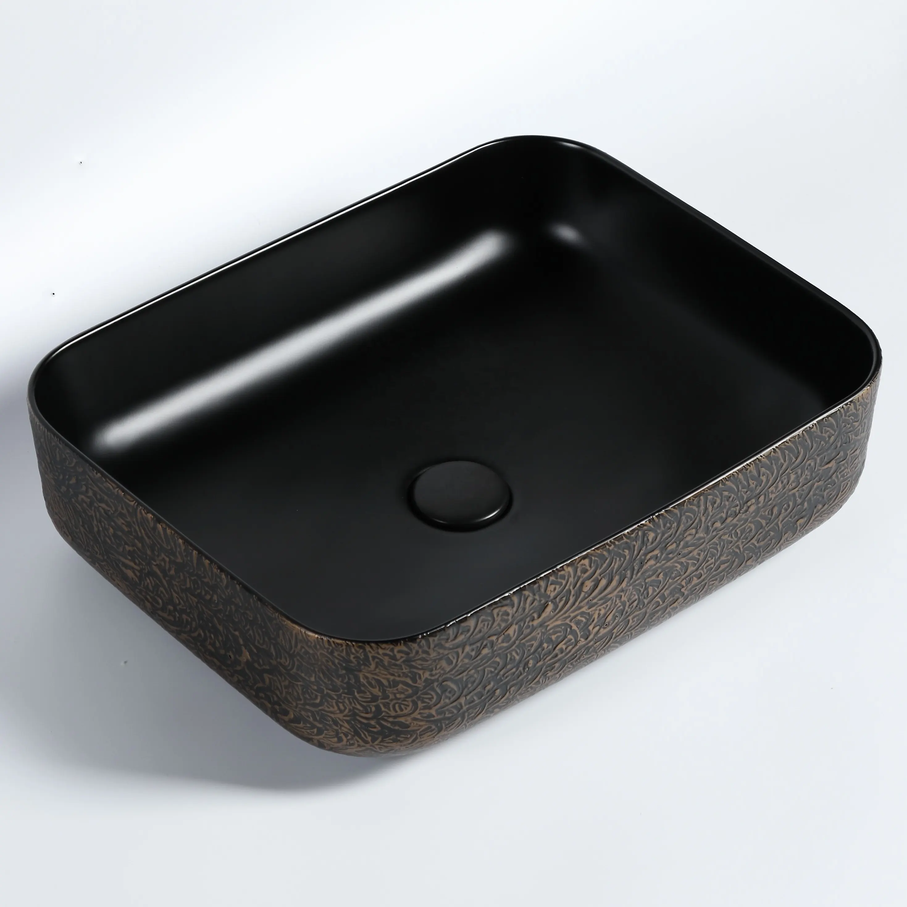 Elegante Lavabo Lavabo bagno fatto a mano Lavabo in porcellana Lavabo fantasia nero opaco