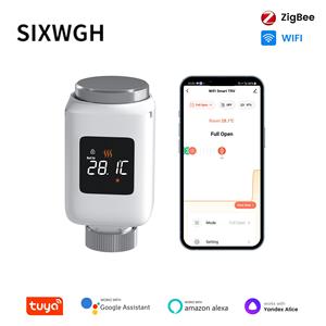 SIXWGH <span class=keywords><strong>Thermostat</strong></span> de <span class=keywords><strong>radiateur</strong></span> intelligent WiFi/Zigbee (TRV) programmable 7 jours, 30 % d'économie d'énergie, compatible hôtel et extérieur - Product Image 5
