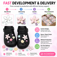 Breloques personnalisées en forme de fleurs pour Crocs, breloques en résine pour sabots avec support broche, multi-usages, OEM ODM, vente en gros