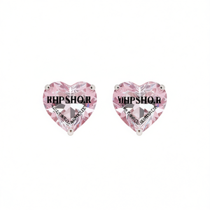 RHPSHO.R Orecchini a forma di cuore con cristalli per donna, romantici, da indossare tutti i giorni, con montatura a griffe in lega, gioielli a forma di diamante rosa - Product Image 1