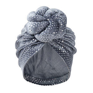 Nouveaux turbans <span class=keywords><strong>pour</strong></span> femmes en sequins 3D à nœuds torsadés, foulards vintage élastiques <span class=keywords><strong>pour</strong></span> la tête, bonnets pré-noués, bonnets de Ramadan, bonnets de chimiothérapie - Product Image 4