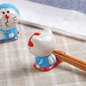 Porta Palillos de Cerámica Azul Glaseado Clásico, con Diseño de Gato Adorable, Estilo Animado para Mesa de Comedor, Decoración Divertida para el Hogar, Estilo Japandi, Nuevo Compañero Favorito - Product Image 2