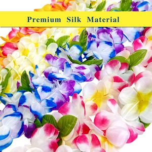 Colliers de fleurs hawaïennes en soie pour fêtes à thème Luau <span class=keywords><strong>tropical</strong></span>, décorations de fête, couronnes, bandeaux, mariages, vacances, plage - Product Image 4