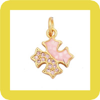 Pendentif Breloque Étoile Dorée Incrustée de Coquillages, Motif Amour et Romance Mignonne, Accessoire de Bijoux pour Fabrication Artisanale