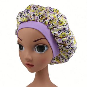 Bonnet en Soie Imprimée pour Filles, Bonnet de Nuit en Satin pour Bébé, Bandeaux pour Cheveux, Bonnets de Sommeil pour Enfants avec Bande Élastique Large, Cadeau Promotionnel - Product Image 3