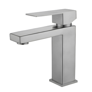 Robinet de lavabo moderne en laiton, mitigeur <span class=keywords><strong>carré</strong></span> en céramique <span class=keywords><strong>à</strong></span> poignée unique pour eau chaude/froide, idéal pour salle de bain, chambre et hôtel - Product Image 1