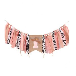 Bannière de chaise haute Cowgirl One, thème <span class=keywords><strong>ferme</strong></span> western rose pour fille, pour premier <span class=keywords><strong>anniversaire</strong></span>, toile de fond photo pour Smash Cake - Product Image 2