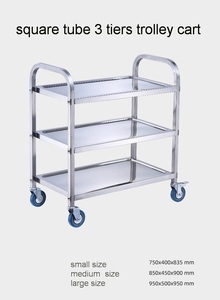 รถเข็นบริการอาหารร้านอาหาร รถเข็นสแตนเลสขนาดกลาง 2 ชั้น รถเข็น - Product Image 6