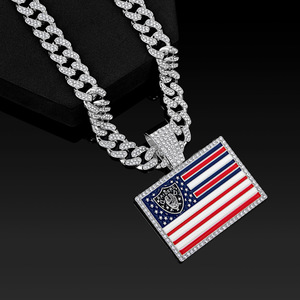 <span class=keywords><strong>Collar</strong></span> con Colgante de Bandera Americana de los Raiders, Chapado en Oro, con Cadena Cubana de Aleación de Zinc y Piedras de Circonio, para Fanáticos de la NFL - Product Image 4