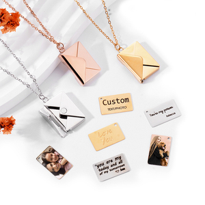Collares de Moda de Acero Inoxidable, Collar con Mensaje Personalizado, Nombre, Fecha, Frase, Collar con Letra de Amor, Collar con Sobre y Medallón <span class=keywords><strong>para</strong></span> <span class=keywords><strong>Mujer</strong></span> - Product Image 2