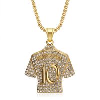 Collier pendentif Yunnique Neymar Jr 10 en acier inoxydable, zircon, plaqué or 18 carats, bijoux de mode hip-hop glacés, cadeau géométrique