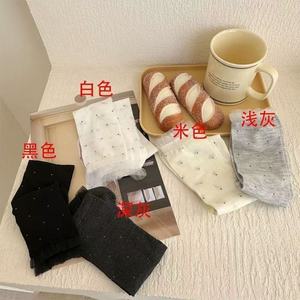 Women's Mid-Calf Slouch <b>Socks</b> Solid Color Polka Dots Breathable Sweat-Absorbing Odor-Resistant For Spring Casual Wear - Product Image 3