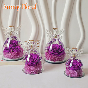 AM-PFA11 giorno di san valentino <span class=keywords><strong>fiore</strong></span> conservato eterna rosa piccolo <span class=keywords><strong>angelo</strong></span> cupola di vetro romantico scatola regalo decorativa per Halloween - Product Image 4