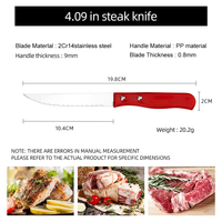 Ensemble de 6 couteaux à steak dentelés antirouille, lame en acier inoxydable, manche en PP antidérapant, boîte de couleur, couverts de cuisine