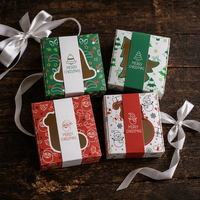 Boîte à cupcakes de Noël de haute qualité à 4 cavités avec fenêtre et ruban, motif bonhomme de neige et renne, emballage cadeau pour cupcakes