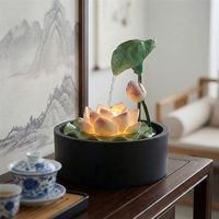 Fontaine d'eau décorative Lotus pour salon, table basse, bureau, lampe de décoration, artisanat en résine Feng Shui pour la maison