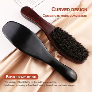 Bristle Natural Texture Custom Logo Wooden Electric Lice Comb 360 Curve Waved Men <b>Smoothing</b> Beard <b>Brush</b> Beech Combs Hair Styling - Product Image 3