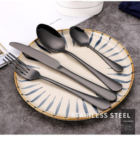 Ensemble de couverts de mariage populaire en acier inoxydable 1010 argenté, doré et argenté, avec couteau, cuillère et fourchette, finition noire mate