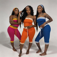 Offre Spéciale Été – Ensemble Lounge 2 Pièces Femme : Haut Sans Manches et Pantalon Capri à Cordon en Coton Spandex – Vêtements de Détente – Vente en Gros – Logo Personnalisé