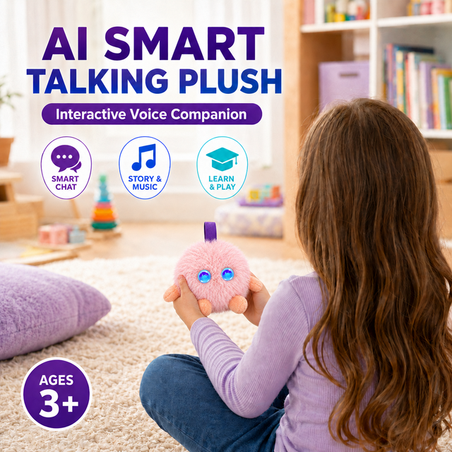 Emotional Support AI Robot Toy Companion Pet Smart Interactive Plush Toys Pink Stuffed AI Intelligent Talking Toy