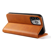 Étui de téléphone en cuir PU écologique antichoc avec recharge sans fil pour 17 Pro Max, porte-cartes magnétique, design fin