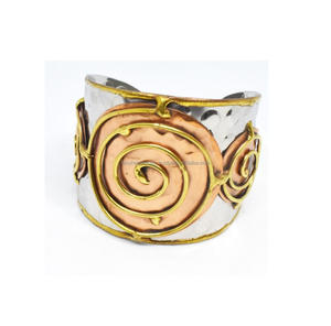 2021 New York Women Fashion Shiny PVD Silver Plated <b>Light</b> Metal Tortoise Colorful Rectangle artisan brass cuff - Product Image 2