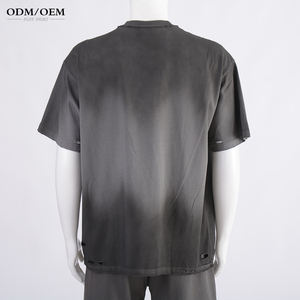 เสื้อยืดฮิปฮอป AR035 ไซส์ใหญ่พิเศษสำหรับผู้ชาย ทรงโอเวอร์ไซส์ ล้างสีแบบ Acid Wash คอกลม แขนสั้น ผ้าฝ้าย 100% ถักเนื้อหนา เป็นมิตรกับสิ่งแวดล้อม - Product Image 4