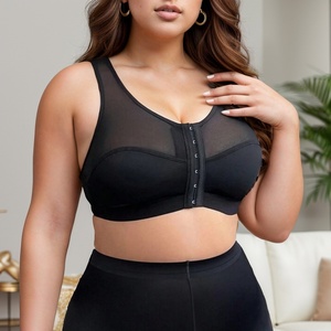 Soutien-gorge de sport à boutons avant confortable et sexy pour femmes soutien-gorge push-up fin en maille semi-transparente de grande <span class=keywords><strong>taille</strong></span> - Product Image 3