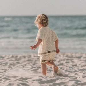 OEM ODM Ensemble de vêtements en tricot d'été pour nouveau-né et bébé Cardigan et short pour enfants filles 2Pcs Ensemble de vêtements tricotés Chandail pour enfant en bas âge garçon - Product Image 5