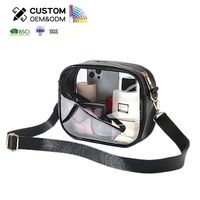 Kamcity Grande trousse de toilette transparente en PVC Bandoulière Trousse cosmétique de voyage Rangement maquillage Prix d'usine Fermeture éclair Logo transparent