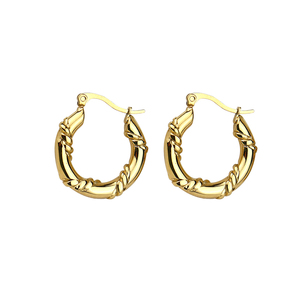 Pendientes de Aro Gruesos de Acero Inoxidable con Baño de Oro de 18K, Diseño <span class=keywords><strong>Irregular</strong></span> y Moderno, para Mujer, Regalo de Boda - Product Image 6