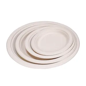 6 7 9 10 Inch Disposable Plate Biodegradable Tableware Paper Tableware Sugarcane Bagasse Plate Sugar Cane Plates