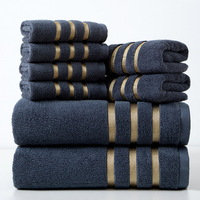 Premium Luxury 3-Piece 100% Cotton Woven Quick-Dry Solid Color Bath Towel Set in Black Ultra Soft for Spa Hotel and Home Use
