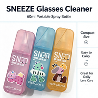 Nettoyant pour lunettes en spray mignon motif dessin animé 80ml, liquide nettoyant pour lentilles parfum vanille, 600 lingettes, flacon plastique pour lunettes et objectifs d'appareil photo