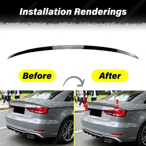 สำหรับ A3 S3 8V Sedan ปี 2014 2015 2016 2017 2018 2019 2020 ชุดแต่งสปอยเลอร์หลังกลางแบบติดตั้งถาวรสำหรับรถยนต์ - Product Image 2