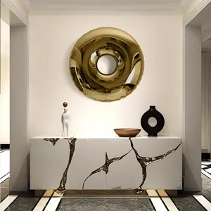 사용자 정의 색상 크기 금속 공예 현대 미술 대형 3D 장식 추상 도넛 스테인레스 스틸 조각 벽 장식