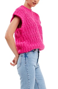 Fabricant de tricots <span class=keywords><strong>gilet</strong></span> personnalisé pour femmes <span class=keywords><strong>gilet</strong></span> <span class=keywords><strong>sans</strong></span> manches col rond côtelé gros pull <span class=keywords><strong>gilet</strong></span> pour femmes - Product Image 3
