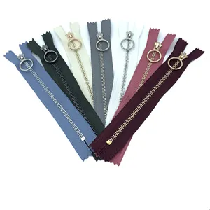 Zipper supplier custom logo high quality fashion metal zipper with round slider