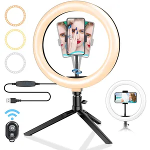 10 Inch Led Cincin Cahaya dengan Tripod Berdiri Pemegang Telepon Dimmable Selfie Cincin Lampu dengan 3 Tingkat Kecerahan untuk Makeup youTube