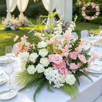Boule de fleurs artificielles personnalisable rapide (blanc, vert, rose) pour centre de table, idéale pour jardin, mariage, réception, décoration d'hôtel