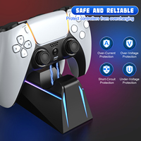 Nouvelle station de charge pour manette avec lumière LED RGB, station de charge double, charge rapide en 2h, support pour manette PS5 et Edge