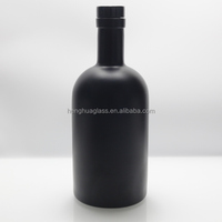 Bouteille en verre noir mat 500 ml à prix d'usine, style nordique, pour vodka, gin, spiritueux, huile d'olive, avec bouchon