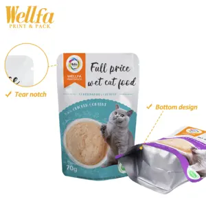 Fabricante personalizado de papel de aluminio de alta temperatura para gatos, alimentos para mascotas, bolsa de embalaje flexible para retorta, bolsas para cocinar alimentos húmedos para mascotas