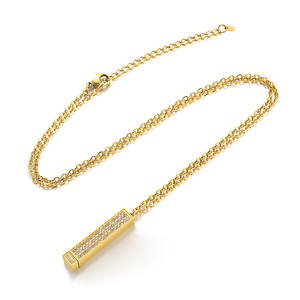 Collar con Colgante de Barra 3D de Cristal Brillante para Mujer, Regalo en Oro, Oro Rosa y Plata, Collar Metálico Romántico, Joyería Metálica de Moda - Product Image 4