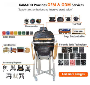 Plaques en céramique divisées Kamado de 21 pouces, barbecue d'extérieur et four en céramique à braiser avec des caractéristiques de <span class=keywords><strong>pizza</strong></span> américaine et de charbon de bois - Product Image 3