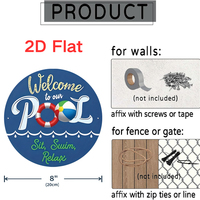 Juego de Letreros Metálicos Redondos para Piscina, Decoración Retro para Pared de Casa, Decoración para Patio y Piscina